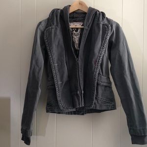 Nick and mo built in hoodie canvas blazer